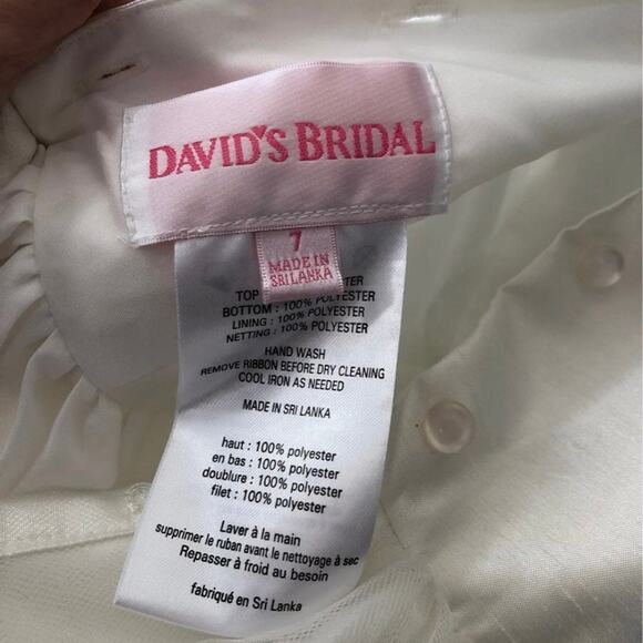 David's bridal tulle Flower Girl Dress detachable satin large bow sash size 7 - Picture 5 of 11